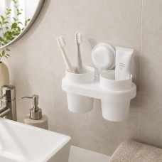 Стакан двойной Arino Home White, скотч, белый, пластик