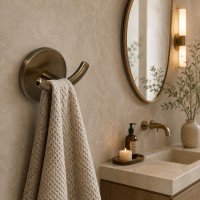 Крючок двойной Trento на круглом основании, античная латунь