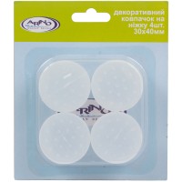 Декоративний ковпачок на ніжки стільця/столу Arino 30*40 мм білий блістер 4 шт Декоративний ковпачок на ніжки стільця/столу Arino 30*40 мм білий блістер 4 шт