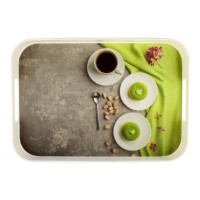 Таця прямокутна з ручками Green Tea, 33x23,4x3,7 см, сіра, Arino, пластик