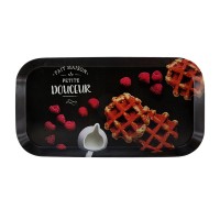 Таця прямокутна Waffles with berries, 30x15x2.2 см, чорна, Arino, пластик