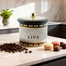 Коробка Мosaic, чорно-сірий, 14*10 см, кругла