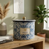 Коробка Azulejo, білий та синій, 17,5*13 см, кругла