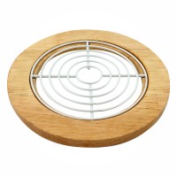 Підставка під гаряче Arino Bamboo, білий, кругла, 18*18*1,20 см, сталь/бамбук