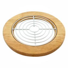 Підставка під гаряче Arino Bamboo, білий, кругла, 18*18*1,20 см, сталь/бамбук