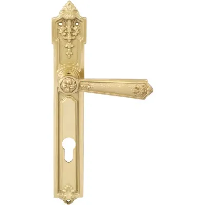 Дверна ручка на планці Enrico Cassina C08710 під циліндр 85мм, матове золото