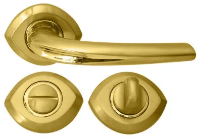 Дверна ручка RDA 0080 AN-02 WC з накладками-поворотниками золото/матова латунь (14218)