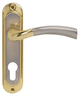 Ручка на планке под ключ BRUNO Siena матовый никель /полированная латунь (под замок 1025) (36130)