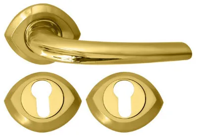 Дверна ручка RDA 0080 з накладками під ключ золото/матова латунь (14219)