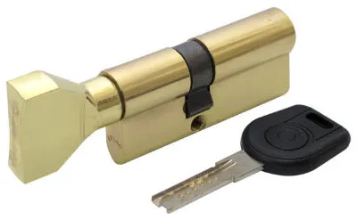 Циліндр дверний Вruno Security 35/35мм лазерний 70мм 5 ключів плоский поворотник латунь (32831)