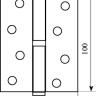 Петля дверна Fuxia 100*2,5*2,5(1 подш, сталь) матовий нікель (права)