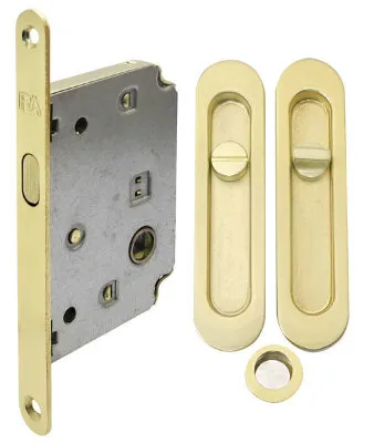 Комплект для розсувних дверей RDA (ручка SL-155 + замок RDA з відповідною планкою 4120) матова латунь (24954)