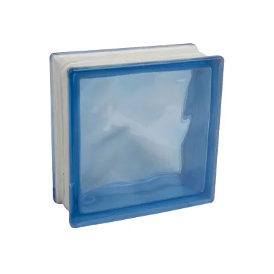 Стеклоблок волнистый прозрачный, голубой (6030)