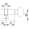 Цилиндр Mgserrature 31/35 = 66mm кл/шток L 14mm мат никель     5 ключей (38958)