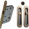 Комплект для розсувних дверей RDA (ручка SL-155 + замок RDA з відповідною планкою 4120) матова антична латунь (24953)