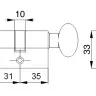 Цилиндр Mgserrature 35/31 = 66mm кл/шток L 14mm латунь 5 ключей (38961)