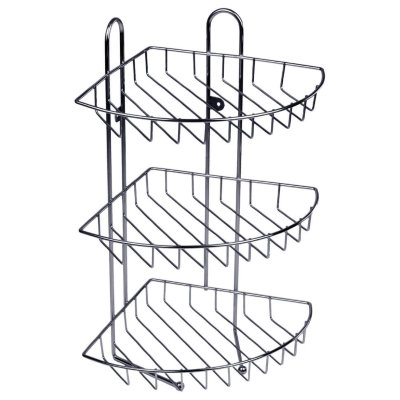Полка-сетка Arino, хром полированный, угловая тройная (10182)