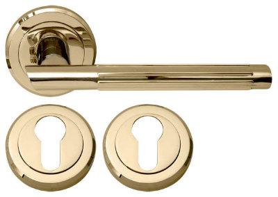 Дверна ручка RDA Milano 5250 з накладками під ключ титанове золото