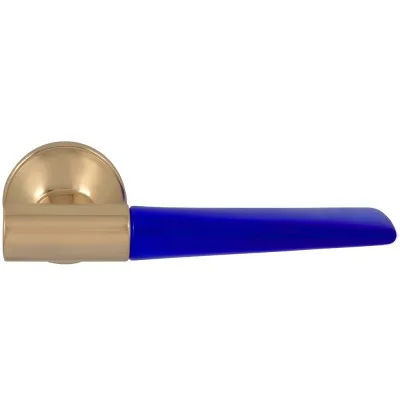 Дверная ручка на розетте Mandelli 3001 Alea полированная латунь / син 