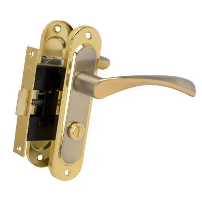 Комплект для межкомнатных дверей Bravo (ручка на планке WC 50мм + мех 1250 WC) матовый никель /золото (36525)