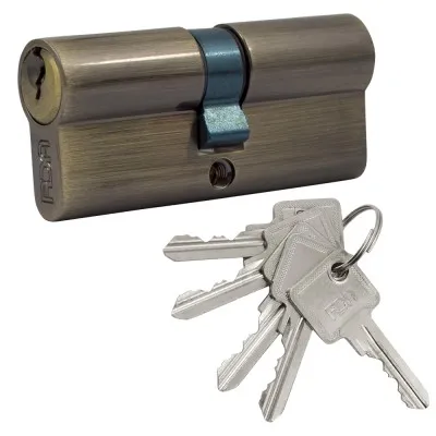 Циліндр дверний RDA 35/35 мм, англійський ключ/ключ 70 мм, 5 ключів, антична латунь 