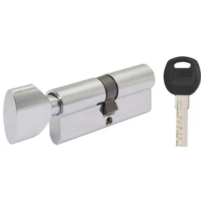 Циліндр Protect 45/45мм лазерний 90мм 5 ключів плоский поворотник хром (39793)