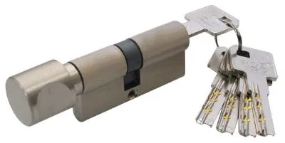 Циліндр дверний RDA 40/40мм лазерний 80мм 5 ключів круглий поворотник матовий нікель(12090)