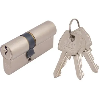 Цилиндр дверной AGB C603162232 64 mm, английский ключ, латунь/никель матовый