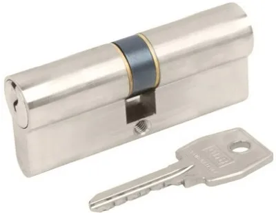 Цилиндр дверной AGB C603163030 70 mm, английский ключ, никель матовый