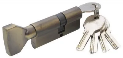 Цилиндр дверной  ВRUNO 30/38мм, лазерный 68 мм, с кнобом, 5 ключей, латунь античная