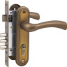 Комплект для входной двери RDA Siena (Ручка на планке Siena под ключ + замок 1025 + цилиндр 60мм+ 3 кл) кофе (36114)