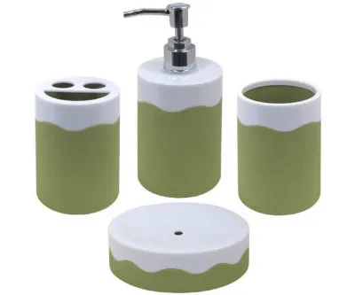 Набор аксессуаров для ванной комнаты Trento Marinella, белый, зеленый (35017)