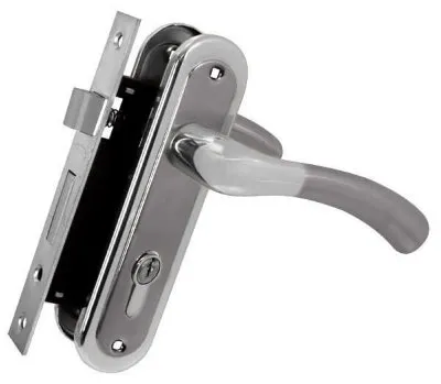 Комплект для вхідних дверей RDA Siena (Ручка на планці Siena під ключ + 1025 + циліндр 60мм + 3 ключа) матовий нікель/хром (34932)