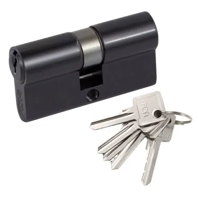 Циліндр дверний RDA 30/30мм, английський ключ/ключ, 5 ключів, чорний
