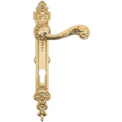 Дверна ручка на планці Enrico Cassina C01210 під циліндр 96мм, золото bagno